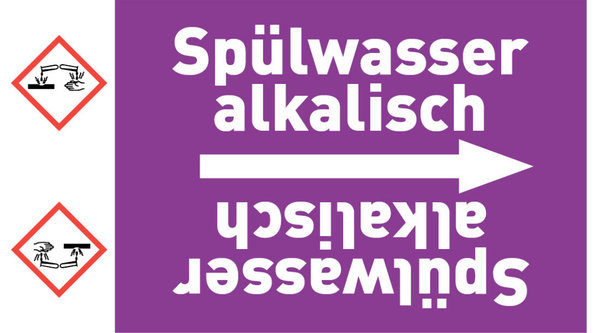 Kennzeichnungsband Spülwasser alkalisch violett/weiß ab Ø 50 mm 33 m/Rolle