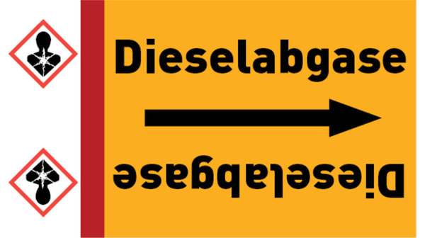 Kennzeichnungsband Dieselabgase gelb/schwarz bis Ø 50 mm 33 m/Rolle