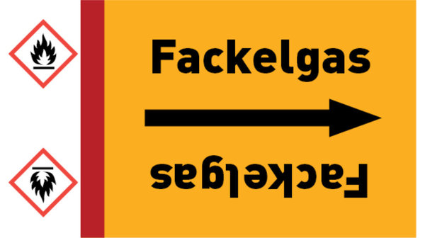 Kennzeichnungsband Fackelgas gelb/schwarz bis Ø 50 mm 33 m/Rolle