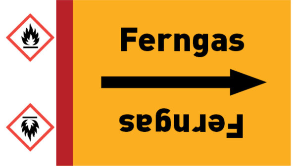 Kennzeichnungsband Ferngas gelb/schwarz bis Ø 50 mm 33 m/Rolle