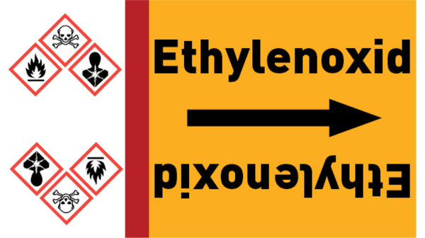 Kennzeichnungsband Ethylenoxid gelb/schwarz bis Ø 50 mm 33 m/Rolle