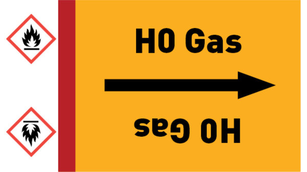 Kennzeichnungsband H0 Gas gelb/schwarz bis Ø 50 mm 33 m/Rolle