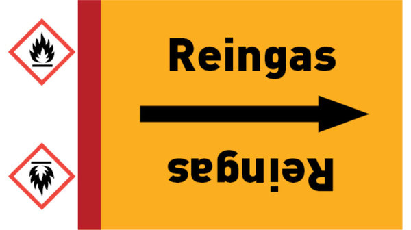 Kennzeichnungsband Reingas gelb/schwarz bis Ø 50 mm 33 m/Rolle