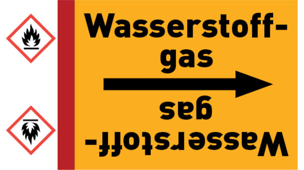 Kennzeichnungsband Wasserstoffgas gelb/schwarz bis Ø 50 mm 33 m/Rolle