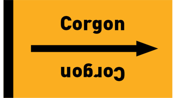 Kennzeichnungsband Corgon gelb/schwarz bis Ø 50 mm 33 m/Rolle