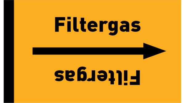 Kennzeichnungsband Filtergas gelb/schwarz bis Ø 50 mm 33 m/Rolle