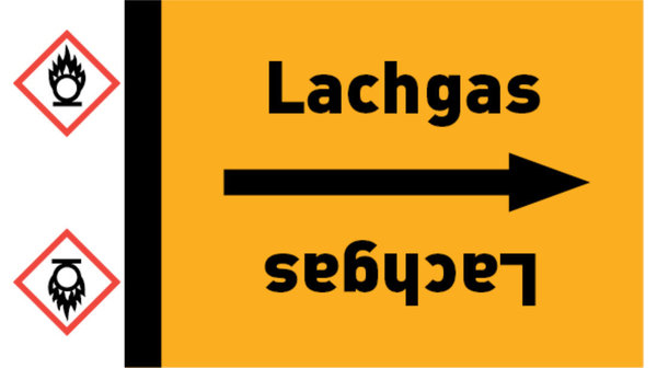 Kennzeichnungsband Lachgas gelb/schwarz bis Ø 50 mm 33 m/Rolle
