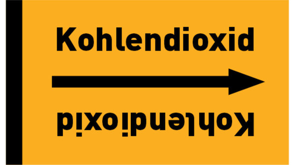 Kennzeichnungsband Kohlendioxid gelb/schwarz bis Ø 50 mm 33 m/Rolle
