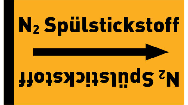 Kennzeichnungsband N2 Spülstickstoff gelb/schwarz bis Ø 50 mm 33 m/Rolle