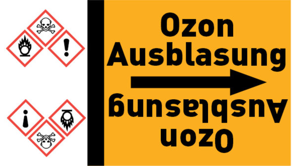 Kennzeichnungsband Ozon Ausblasung gelb/schwarz bis Ø 50 mm 33 m/Rolle
