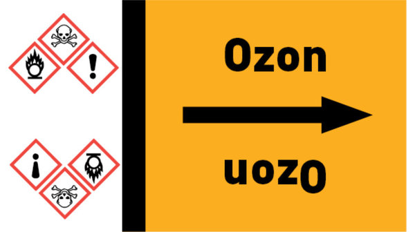 Kennzeichnungsband Ozon gelb/schwarz bis Ø 50 mm 33 m/Rolle