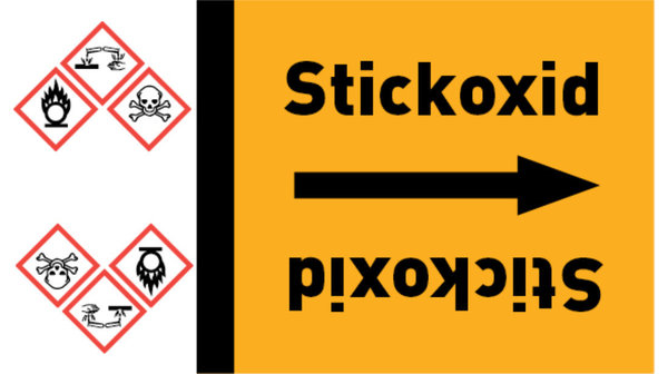 Kennzeichnungsband Stickoxid gelb/schwarz bis Ø 50 mm 33 m/Rolle