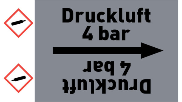 Kennzeichnungsband Druckluft 4 bar grau/schwarz bis Ø 50 mm 33 m/Rolle