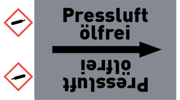 Kennzeichnungsband Pressluft ölfrei grau/schwarz bis Ø 50 mm 33 m/Rolle