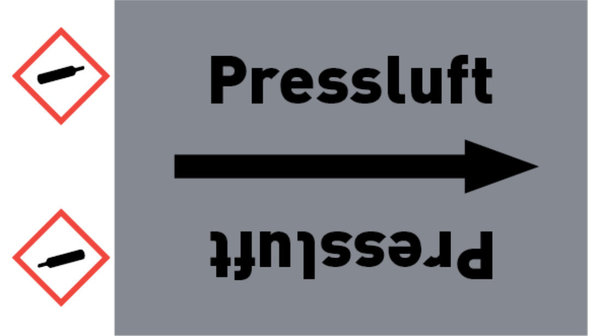 Kennzeichnungsband Pressluft grau/schwarz bis Ø 50 mm 33 m/Rolle