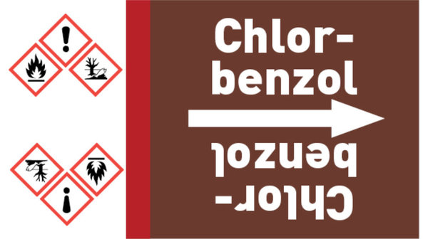 Kennzeichnungsband Chlorbenzol braun/weiß bis Ø 50 mm 33 m/Rolle