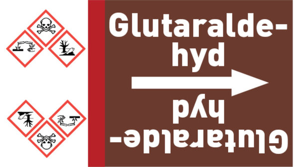 Kennzeichnungsband Glutaraldehyd braun/weiß bis Ø 50 mm 33 m/Rolle