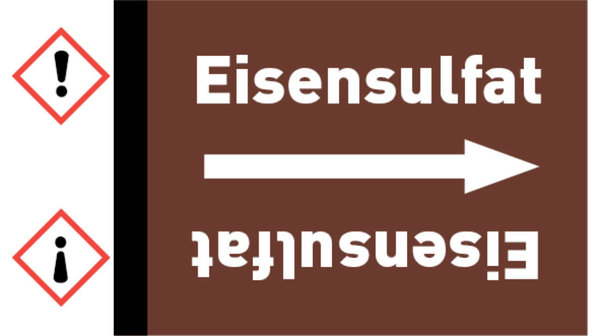 Kennzeichnungsband Eisensulfat braun/weiß bis Ø 50 mm 33 m/Rolle
