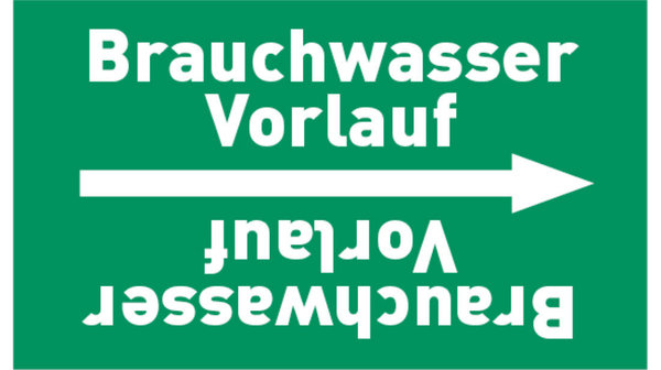 Kennzeichnungsband Brauchwasser Vorlauf grün/weiß bis Ø 50 mm 33 m/Rolle