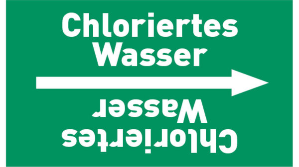 Kennzeichnungsband Chloriertes Wasser grün/weiß bis Ø 50 mm 33 m/Rolle