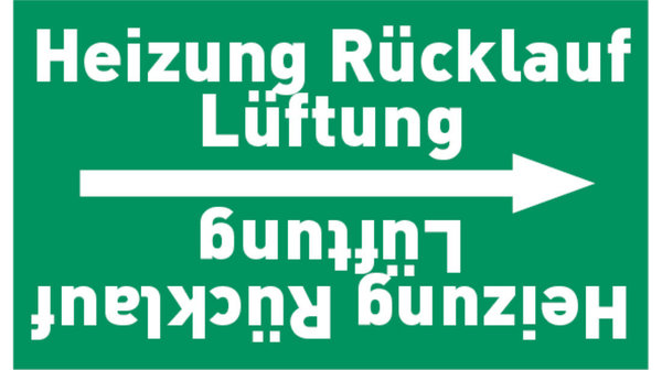 Kennzeichnungsband Heizung Rücklauf Lüftung grün/weiß bis Ø 50 mm 33 m/Rolle