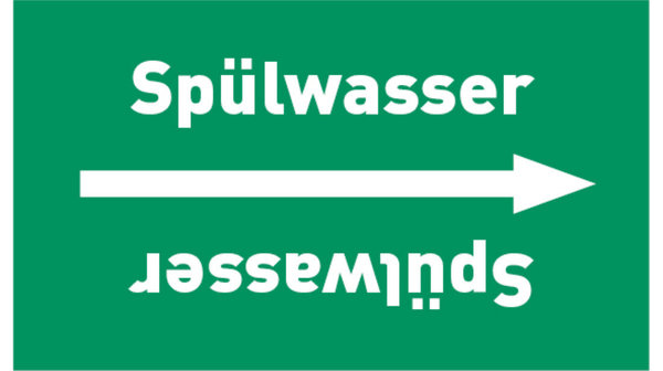 Kennzeichnungsband Spülwasser grün/weiß bis Ø 50 mm 33 m/Rolle