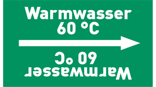 Kennzeichnungsband Warmwasser 60 °C grün/weiß bis Ø 50 mm 33 m/Rolle
