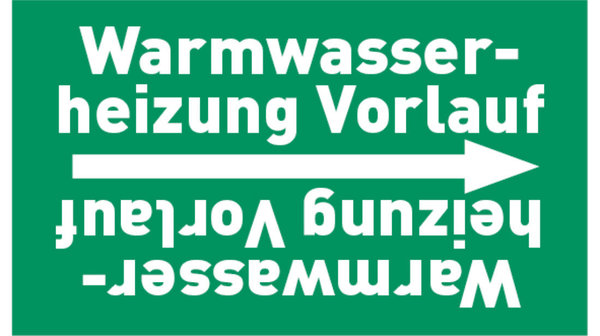 Kennzeichnungsband Warmwasserheizung Vorlauf grün/weiß bis Ø 50 mm 33 m/Rolle