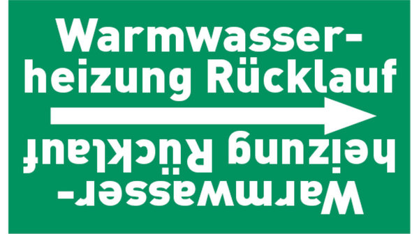 Kennzeichnungsband Warmwasserheizung Rücklauf grün/weiß bis Ø 50 mm 33 m/Rolle
