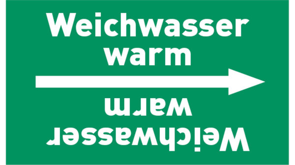 Kennzeichnungsband Weichwasser warm grün/weiß bis Ø 50 mm 33 m/Rolle
