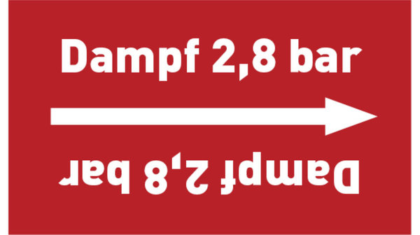 Kennzeichnungsband Dampf 2,8 bar rot/weiß bis Ø 50 mm 33 m/Rolle