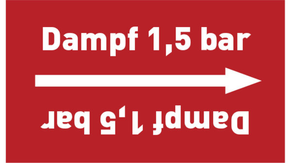 Kennzeichnungsband Dampf 1,5 bar rot/weiß bis Ø 50 mm 33 m/Rolle