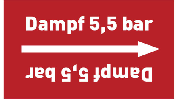 Kennzeichnungsband Dampf 5,5 bar rot/weiß bis Ø 50 mm 33 m/Rolle