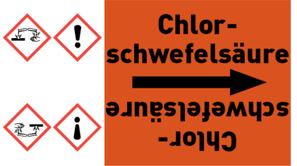 Kennzeichnungsband Chlorschwefelsäure orange/schwarz bis Ø 50 mm 33 m/Rolle