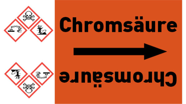 Kennzeichnungsband Chromsäure orange/schwarz bis Ø 50 mm 33 m/Rolle