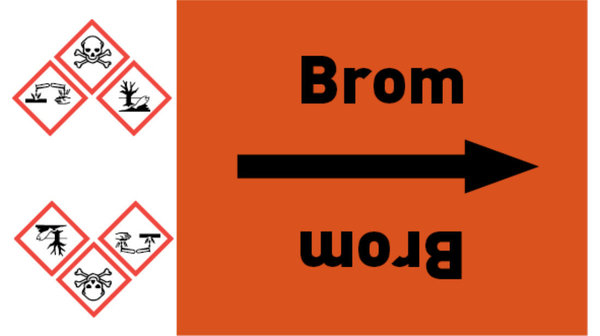 Kennzeichnungsband Brom orange/schwarz bis Ø 50 mm 33 m/Rolle