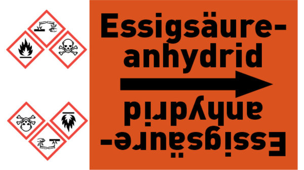 Kennzeichnungsband Essigsäureanhydrid orange/schwarz bis Ø 50 mm 33 m/Rolle