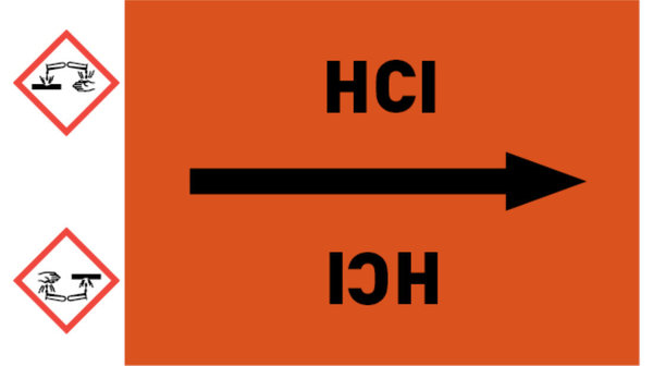 Kennzeichnungsband HCI orange/schwarz bis Ø 50 mm 33 m/Rolle