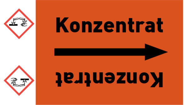Kennzeichnungsband Konzentrat orange/schwarz bis Ø 50 mm 33 m/Rolle