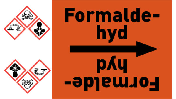 Kennzeichnungsband Formaldehyd orange/schwarz bis Ø 50 mm 33 m/Rolle