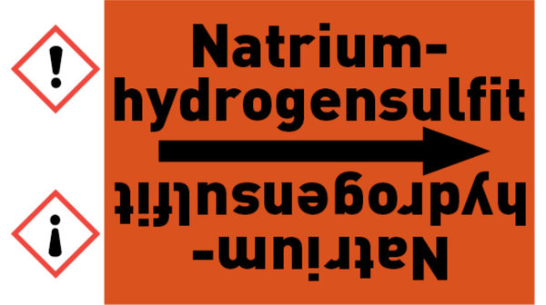 Kennzeichnungsband Natriumhydrogensulfit orange/schwarz bis Ø 50 mm 33 m/Rolle
