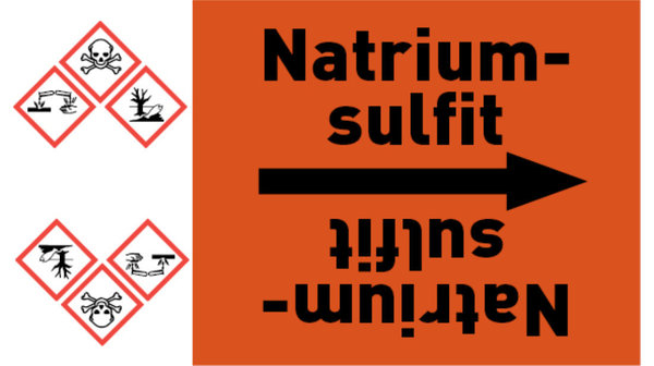 Kennzeichnungsband Natriumsulfit orange/schwarz bis Ø 50 mm 33 m/Rolle