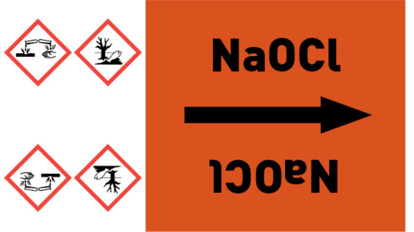 Kennzeichnungsband NaOCl orange/schwarz bis Ø 50 mm 33 m/Rolle