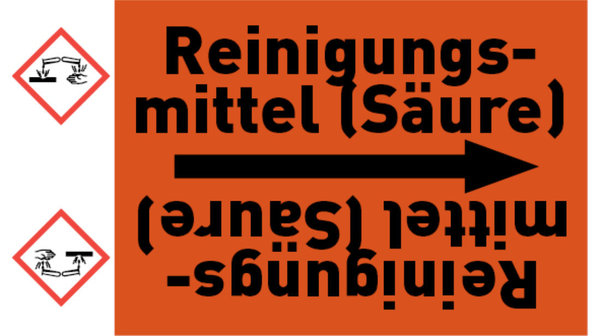 Kennzeichnungsband Reinigungsmittel (Säure) orange/schwarz bis Ø 50 mm 33 m/Rolle