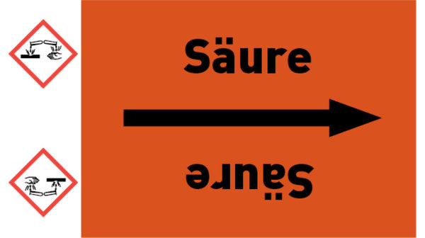 Kennzeichnungsband Säure orange/schwarz bis Ø 50 mm 33 m/Rolle