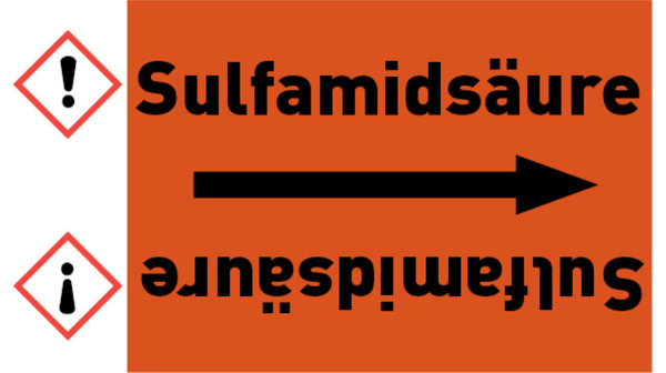 Kennzeichnungsband Sulfamidsäure orange/schwarz bis Ø 50 mm 33 m/Rolle