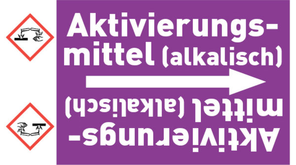 Kennzeichnungsband Aktivierungsmittel (alkalisch) violett/weiß bis Ø 50 mm 33 m/Rolle