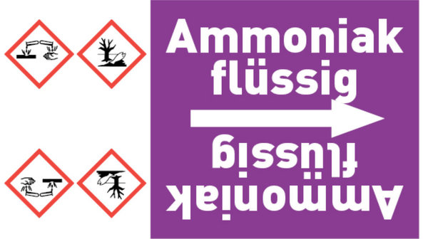 Kennzeichnungsband Ammoniak flüssig violett/weiß bis Ø 50 mm 33 m/Rolle