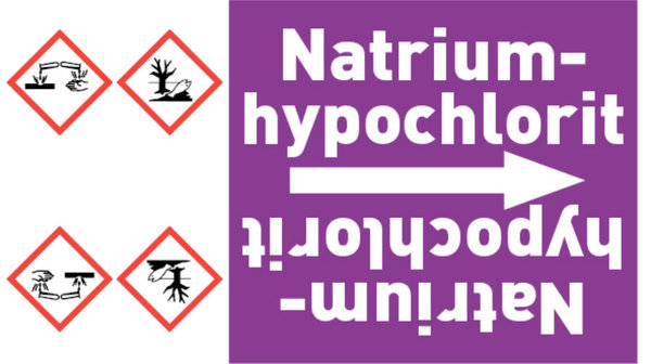 Kennzeichnungsband Natriumhypochlorit violett/weiß bis Ø 50 mm 33 m/Rolle