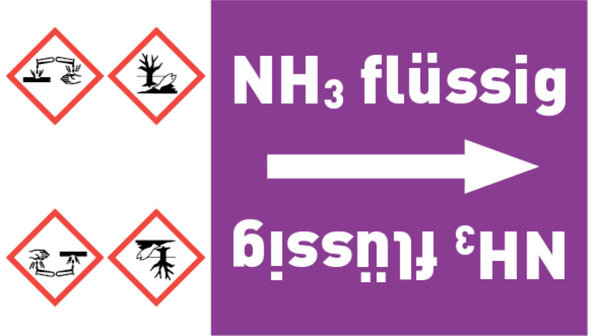 Kennzeichnungsband NH3 flüssig violett/weiß bis Ø 50 mm 33 m/Rolle